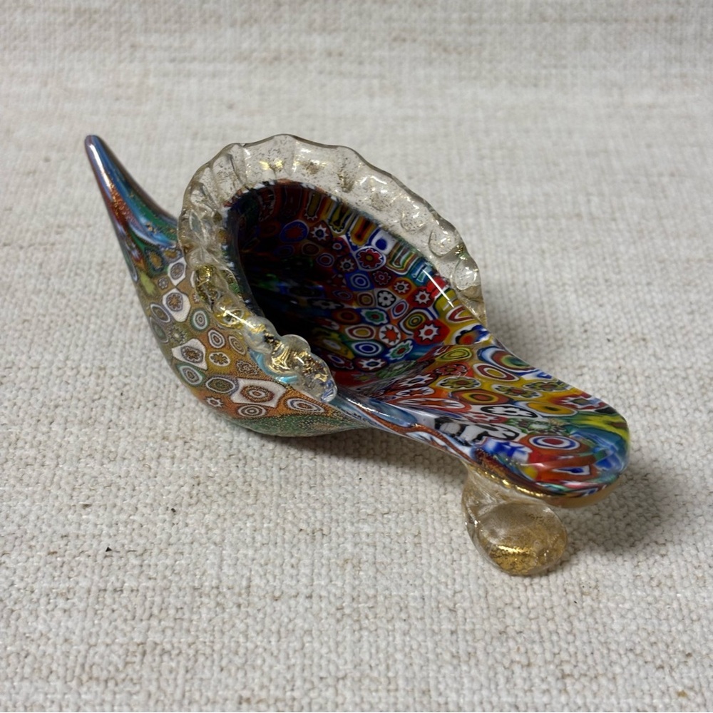 GlassOfVenice Murano Glass Golden Quilt Millefiori Slipper - Picture 4 of 8